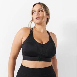 Penningtons Wireless Medium Support Sports Bra Front Closure Black 42DDD Workout
